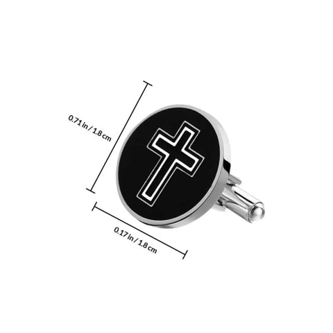 Men's Titanium Steel Cross Cufflinks Black Metal Dress Accessories For Business Formal Wear One Pair Decorative Religious Cross Design