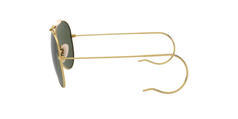 Side view of Outdoorsman I Aviator Sunglasses in Shiny Gold with G15 Green Lenses, 58mm Prescription Ready, RX Able, oversized frame.
