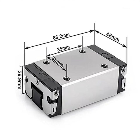 Single aluminum slider block R163221420 compact linear unit with dimensions for CNC automation robotic motion precision stage.