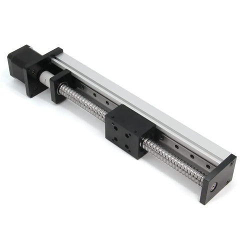 200mm Linear Rail Guide System Workhorse With SFU1605 Ballscrew And Nema 17 Stepper Motor shown from top angle