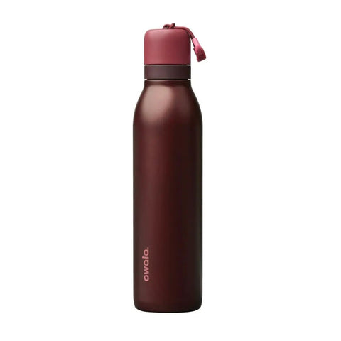 FreeSip Twist Insulated Stainless Steel Water Bottle With Straw For Sports And Travel No Brainer Double Wall 24 Oz Black Cherry