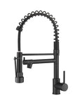 Kitchen Faucet with Pull Down Sprayer, Commercial Spring Single Handle Stainless Steel Sink Faucet, Two Function Spray Head, High Arc Single Hole Kitchen Faucet cUPC/NSF/NSF61 (Black) with flexible spout and single handle.