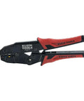 Pro-Grade Wire Stripper And Ratcheting Crimper Kit For Insulated Terminals, black and red ratcheting crimper tool