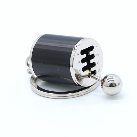 Six Speed Manual Transmission Gear Shift Keychain With Realistic Moving Gears And Clickable Shifter Durable Black Metal Car Accessory