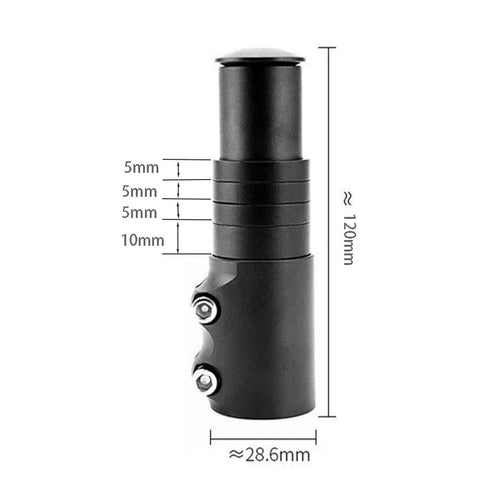 Black aluminum one and one eighth inch threadless bike handlebar riser stem extender head up raiser forged 6061 alloy adjustable height