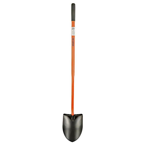 Heavy Duty All Steel Round Point Shovel With 48 Inch Tubular Alloy Handle One Piece Welded Construction Thick 12 Gauge Blade 8.75 x 11.75 inches.
