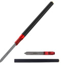 Wide Standard Carbide Wood Parting Tool For Heavy Duty Woodturning with manganese steel blade and red handle.