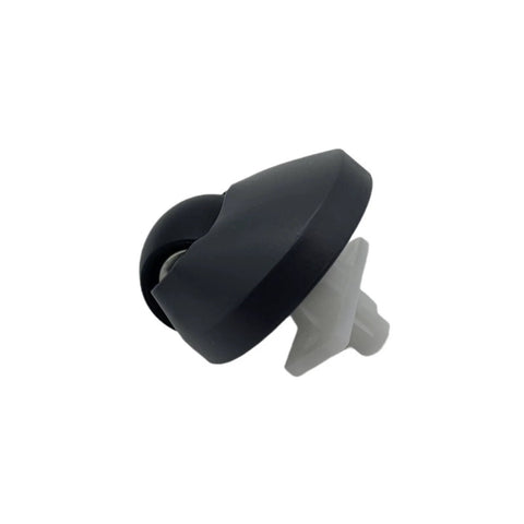 Front omni-directional wheel for Roborock vacuums, black wheel with white mounting stem.