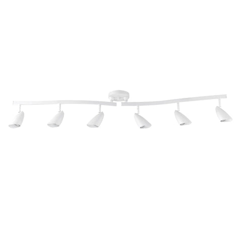 52 Inch Six Light S Shaped Track Lighting Kit In A Cool Matte Black Finish With Adjustable Heads And Pivot Shades Dimmable Ceiling Light Fixture For Kitchen And Living Areas Bulbs Not Included, white version.