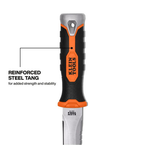 Close-up of handle and tang of Double Edged Duct Knife With Serrated Stainless Steel Blade For Duct Board And Insulation