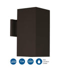 6 Inch Square Cylinder Outdoor LED Wall Sconce 1 Light Sleek Modern Light Fixture For Home Exterior And Porch Aluminum Antique Bronze Finish Weather Resistant Damp Location Rated Energy Efficient