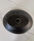 Top view of USZWBY Vessel Sinks Bathroom Vessel Sink Creative Balcony Art Wash Basin ceramic black washbasin with center drain.