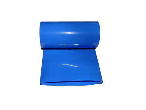 Killer Blue Pvc Heat Shrink Tubing For Battery Wrap Protection Heavy Duty 150 Millimeter Sleeve in a roll, 3 meters long.