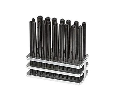 28 Piece Transfer Punch Set For Precise Hole Layout And Transfer, Ranging From 3/32 To 1/2 Inch, Black Oxide Finish, Indexed Stand.