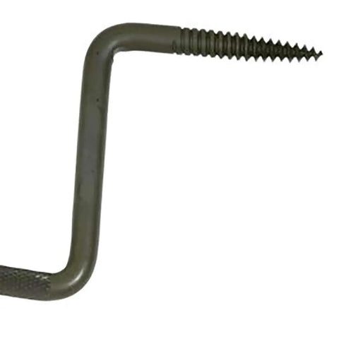 Close-up of Step Up Tree Steps 8 Pack for Hunting Tree Stands with durable metal rung in hunter green.