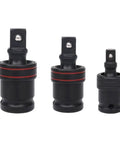 Get Your Car Running Smooth With This 3 Piece Swivel Socket Set Featuring 1/2, 3/8, And 1/4 Inch Drive Sizes Perfect For Tight Spaces With Ball Joint Adapter And Chrome Steel Build For Pros. 3-piece chrome steel swivel socket set with 1/2, 3/8, and 1/4 inch drives