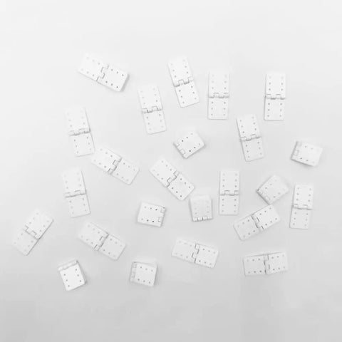 25 Pack Dope Nylon Pinned Hinges for RC Airplane Replacement Parts, small 12x24mm, displayed on white background