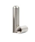 Heavy Duty Stainless Steel Dowel Pins With Inner Thread For Woodworking And Metalworking Round Head Cylindrical Positioning Fasteners In Sizes M3 To M6 Includes M5x30 5Pcs For Precise Alignment And Durable Performance, shown with one pin standing and another lying.