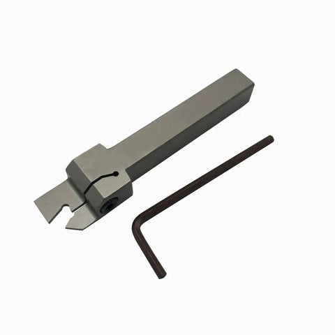 Half Inch Shank Indexable Lathe Grooving And Parting Tool Holder With Ten Tin Coated Carbide Inserts SP200 For Precise Grooving And Depth Of Cut, Nickel Plated Heavy Duty Right Hand Cut Off Tool with hex key
