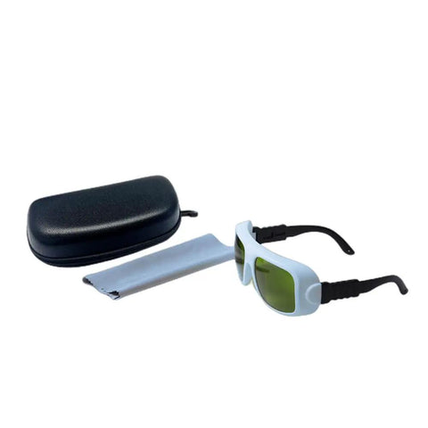 Badass Infrared Laser Protective Glasses Featuring Slick Clear Lenses And Ill OD 8 Plus Shielding For Top Tier 900 To 1100 Nm Eye Safety and Pro Grade Workshop Protective Equipment with case.