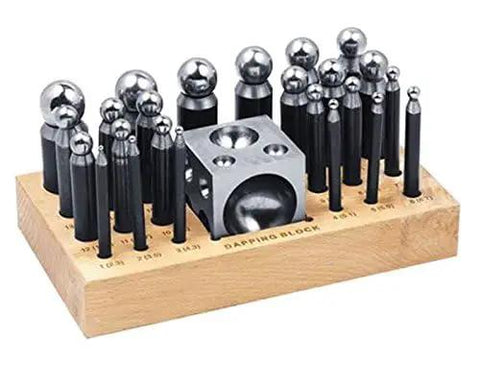 26 Piece Dapping Doming Punch Block Set For Jewelry Making And Metal Forming Tool Kit With Sizes From 2.3 mm To 25 mm