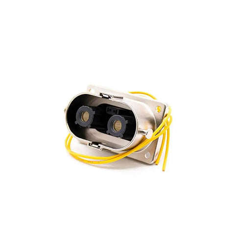 Heavy Duty EV High Voltage Connector Plug N Play Two Pin Socket With M6 Holes, straight metal housing, 125A, IP67 waterproof.