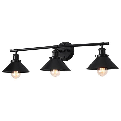 Farmhouse Vanity Lights Two Light Over Mirror Bathroom Fixture Matte Black Wall Sconces With Metal Shades For Rustic Modern Bathrooms