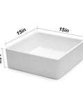 Square Bathroom Vessel Sink Porcelain Ceramic White Vanity Sink Above Counter Modern Sink For Cabinet Lavatory Hotel Style Art Basin Home Washing Basin No Fuss Easy Clean Glaze Finish Sleek Look, 15x15x5.5 inches.