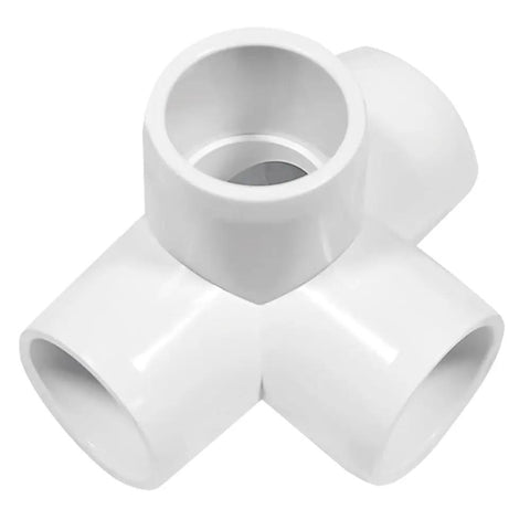 Half Inch 4 Way Elbow PVC Pipe Fitting Adapter 4 Way SCH40 Connector with Deep Sleeve for 90 Degree Joints
