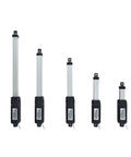 Set of 5 micro linear actuators with aluminum alloy bodies, showcasing different lengths for versatile automation projects.