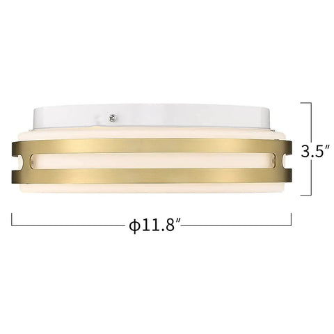 Dope 12 Inch 18W Dimmable Flush Mount LED Ceiling Light With Frosted Glass Shade In Brass Finish, side view dimensions