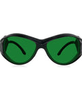 Top Shelf Pro Grade Dual Band Laser Safety Glasses With Heavy Duty Optical Density Shielding For Violet Red And Infrared Lasers, front view.