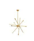 Mid Century Modern 6 Light Chandelier With Adjustable Arms In Antique Brass Brush Finish Pendant Lighting For Dining Room Kitchen Island Living Room And Bedroom, shown front view