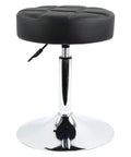 Height Adjustable Padded Shop Stool With 360 Degree Swivel For Counter Desk Home Office Bar And Salon Black PU Leather Cushioned Seat
