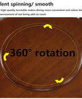 Rugged Wooden Lazy Susan Turntable Featuring Smooth 360 Spin with clear markings for rotation on a dining table.