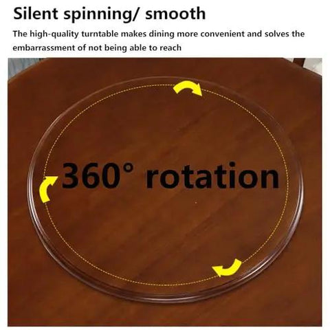 Rugged Wooden Lazy Susan Turntable Featuring Smooth 360 Spin with clear markings for rotation on a dining table.