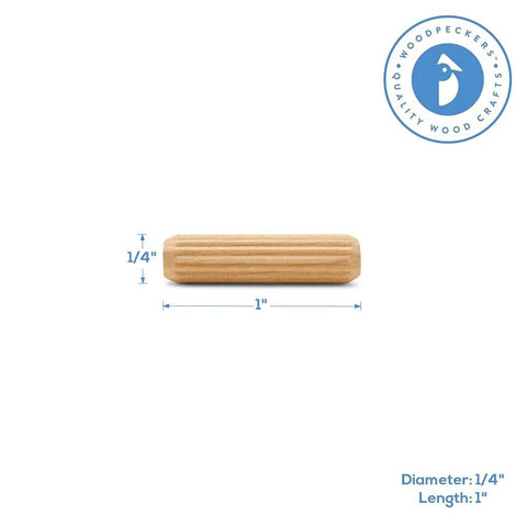One Inch Long Fluted Dowel Pins One Quarter Inch Diameter Pack Of 300 For Woodworking Furniture And Crafts Durable Wooden Dowels For Strong Joints