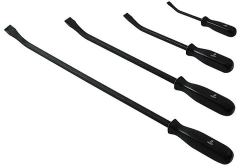 Heavy Duty Pry Bar Set With Ergonomic Grips 8 To 24 Inch Four Piece Built From Heat Treated Alloy Steel With Ground Edges And Comfort Handles