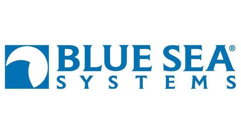 Logo of Blue Sea Systems, showcasing brand identity for marine electrical products.