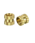 100 Pcs Brass Knurled Threaded Insert Nuts M3 X 4mm Length, 4mm Outer Diameter, shown with detailed grooves, for wood plastic metal