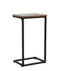 C Shaped End Tables Set Of 2 That Slide Under Your Sofa, Couch Side Tables For Living Room And Bedroom, Space Saving Rustic Brown TV Trays