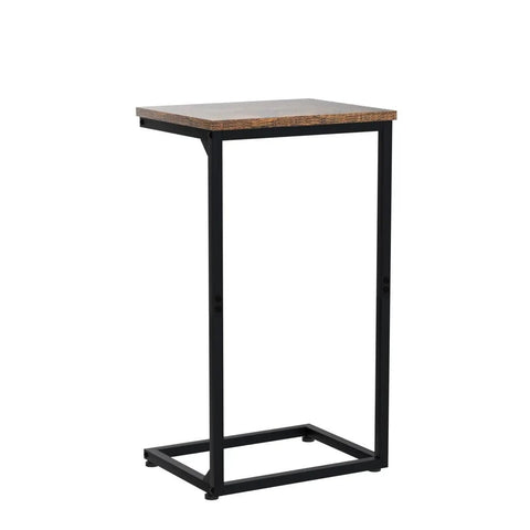 C Shaped End Tables Set Of 2 That Slide Under Your Sofa, Couch Side Tables For Living Room And Bedroom, Space Saving Rustic Brown TV Trays