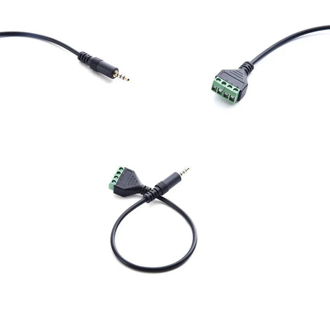 No Hassle 3.5Mm TRRS Speaker Adapter connects headphones to solderless terminal, featuring easy grip screw jack.