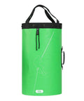 Climbing Rope Bag 55L, Heavy-Duty Polyester PVC Storage Backpack with Drawstring Closure, shown in green with graphic.
