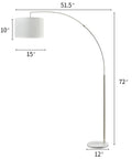 Modern Arc Floor Lamp With Brushed Steel Arch And Silver Finish Hanging Drum Shade Over Sofa For Reading In Living Room Or Bedroom