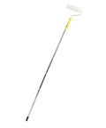 Pro Grade Paint Roller Kit Featuring Bend Resistant Stainless Steel Rods And A Nifty Drip Free Metal Tray, 9-inch roller with yellow handle.
