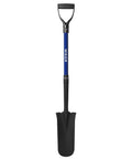 Drain Spade Shovel with Fiberglass Handle Narrow Head Sharp Shooter Shovel for Precise Digging and Planting Heavy Duty 45 Inch Blue