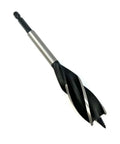 Heavy Duty Five Piece Wood Drill Bit Set With Four Flute Auger Design For Faster Chip Ejection And Smooth Clean Holes On Tough Lumber No Sweat Projects Guaranteed Badass Performance - Close-up of hex shank auger drill bit