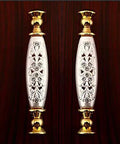 Modern 96Mm Cabinet Pull And Drawer Knob Featuring Crisp White Base With Dazzling 24K Gold Crystal Accent for dresser decor.