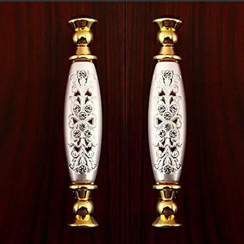 Modern 96Mm Cabinet Pull And Drawer Knob Featuring Crisp White Base With Dazzling 24K Gold Crystal Accent for dresser decor.